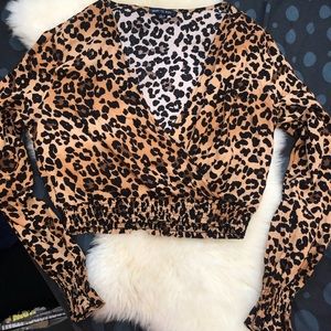 Sexy Leopard print crop top blouse. Festival